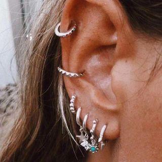 Set Of 7: Earring Set Of 7 - Silver - One Size