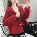 Mock-neck Cable Knit Cardigan