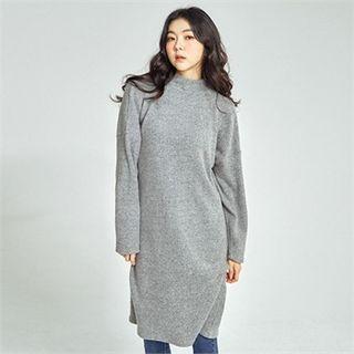 Drop-shoulder Midi Knit Dress