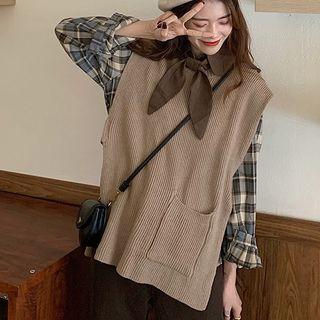Plaid Long Sleeve Shirt / Vest
