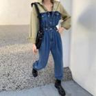 Denim Paneled Shirt Jumpsuit