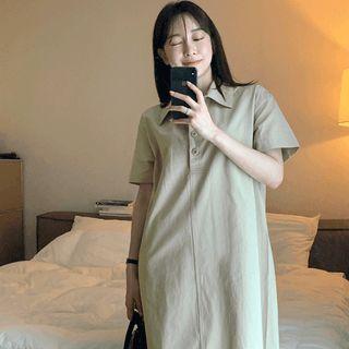 Half-placket A-line Minidress