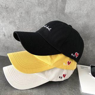 Lettering & Heart Embroidered Baseball Cap