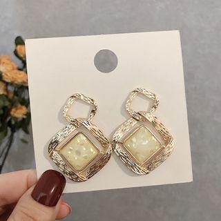 Resin Alloy Square Dangle Earring 1 Pair - E1686 - Gold - One Size