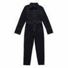 Long-sleeve Collared Belted Jumpsuit
