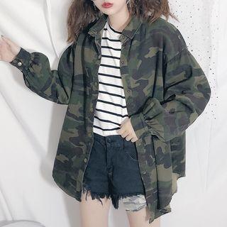 Long Sleeve Camouflage Shirt As Shown In Figure - One Size