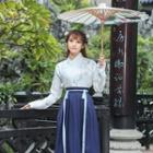 Long-sleeve Hanfu Top / A-line Maxi Skirt / Set