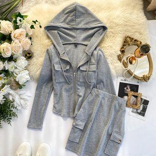 Set: Zip Hoodie + Mini Fitted Skirt