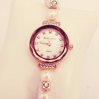 Faux Pearl Rhinestone Bracelet Watch As Figure Shown - One Size