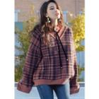V-neck Drop-shoulder Plaid Sweater
