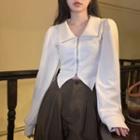 Long-sleeve Zip-up Collared Top