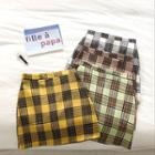 Color-block Check High-waist Slim-fit Skirt
