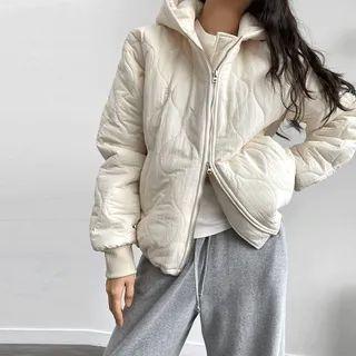 Hooded Reversible-zip Quilted Jacket