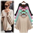 Dolman-sleeve Loose-fit Crewneck Knitted Sweater