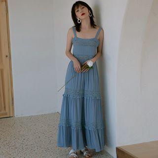 Spaghetti Strap Tiered Maxi A-line Dress