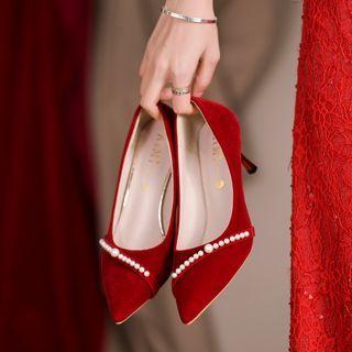 Stiletto Heel Faux Pearl Pumps