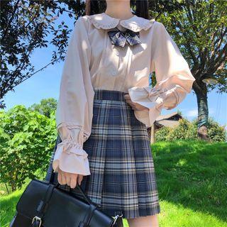 Balloon-sleeve Flared-cuff Blouse