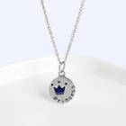 925 Sterling Silver Crown Pendant Necklace Silver - One Size