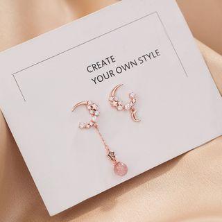 Non-matching Moon Drop Earring 1 Pair - Champagne - One Size
