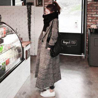 Plaid Single-breasted Maxi Coat