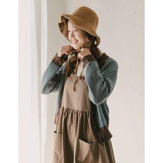 Collared Multi-color Wool Blend Cardigan