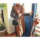 Mock-neck Long Knit Vest With Belt
