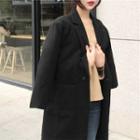 Notch-lapel Snap-buttoned Coat Black - One Size