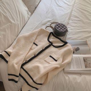 Contrast-trim Soft-touch Cardigan