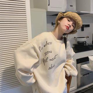 Oversized Printed Letter Split Sweatshirt