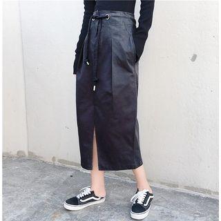 Cord-waist Midi Skirt