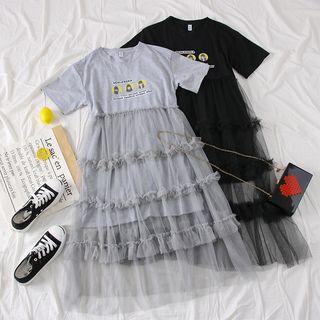 Patchwork Mesh A-line Dress