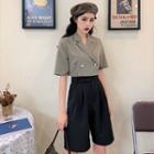 Crop Short-sleeve Blazer / High Waist Shorts