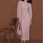 Set: Sleeveless Knit Midi Dress + Shrug