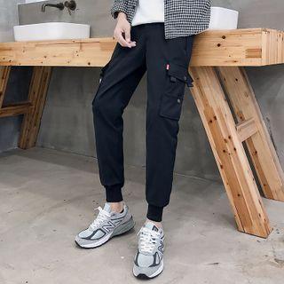 Drawstring-waist Flap-pocket Harem Pants