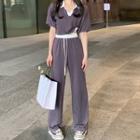 Short-sleeve Collared Top / Pants
