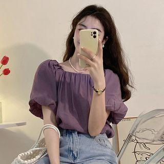 Off-shoulder Cropped Top Dark Purple - One Size