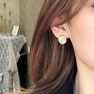 Metal Stud Earring 1 Pair - Bb0446 - Gold - One Size