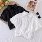 Knotted Ruffle Panel Short-sleeve Top