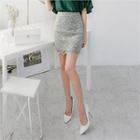 Scallop-edge Lace-overlay Mini Skirt