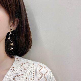 Faux Pearl Leaf Dangle Earring 1 Pair - Gold - One Size