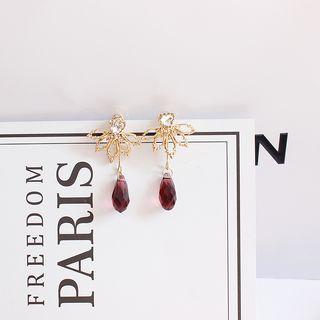 Rhinestone Leaf Drop Earring As Shown In Figure - One Size