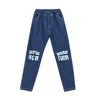Distressed Lettering Jeans