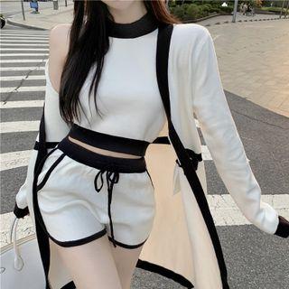 Contrast Trim Tank Top / Cardigan / Shorts