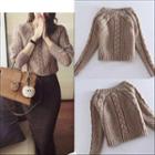 Cable Knit Cropped Sweater As Shown In Figure - One Size