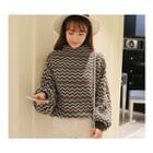 Puff Sleeve Zigzag Knit Top