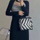 Zebra Print Top Handle Crossbody Bag Black & Gray - One Size