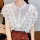 Short-sleeve Lace Buttoned Blouse
