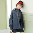 Set: Stripe Mock-neck Tank Top + Denim Jacket