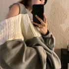 Cold-shoulder Cable Knit Panel Sweatshirt