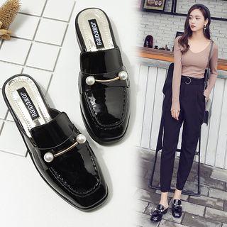 Patent Low Heel Mules